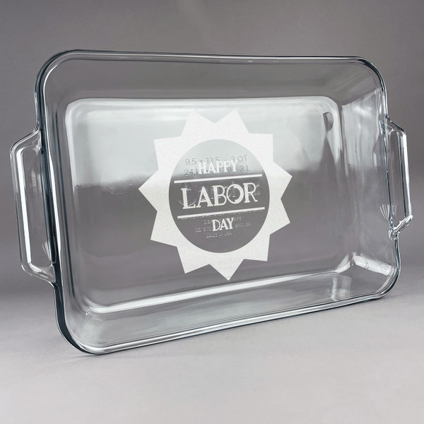 Custom Labor Day Glass Baking Dish with Truefit Lid - 13in x 9in