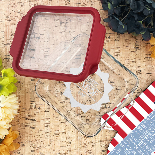 Labor Day Glass Cake Dish - LIFESTYLE (8x8)