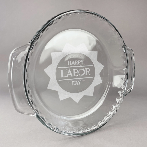 Custom Labor Day Glass Pie Dish - 9.5in Round