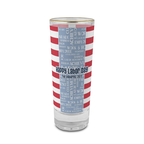 Custom Labor Day 2 oz Shot Glass -  Glass with Gold Rim - Set of 4 (Personalized)