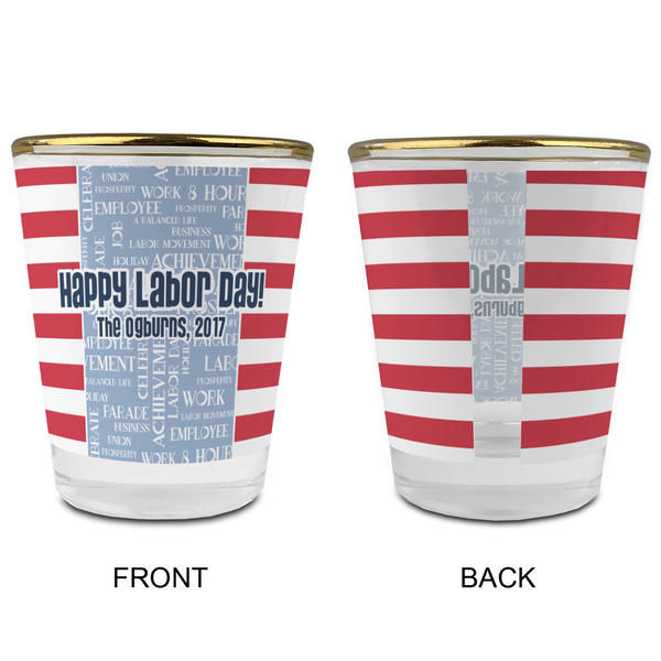 Labor Day Glass Shot Glass - with gold rim - APPROVAL