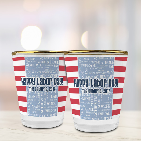 Labor Day Glass Shot Glass - with gold rim - LIFESTYLE