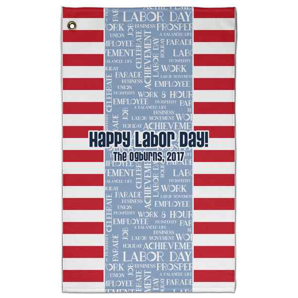 Custom Labor Day Golf Towel - Poly-Cotton Blend w/ Name or Text
