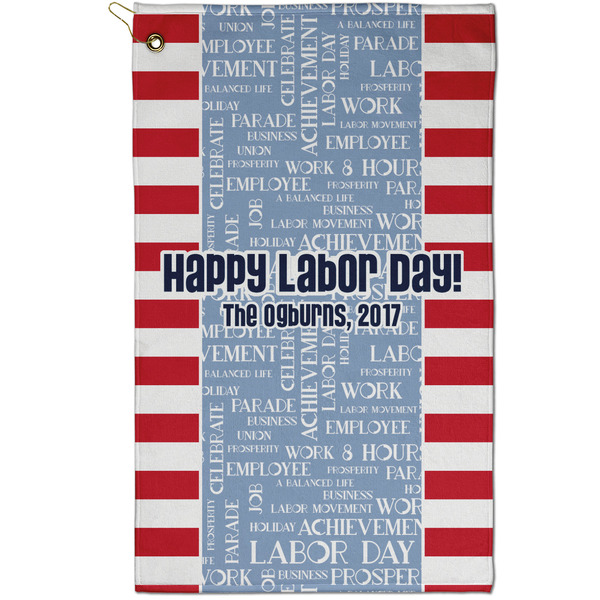 Custom Labor Day Golf Towel - Poly-Cotton Blend - Small w/ Name or Text