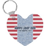 Labor Day Heart Plastic Keychain w/ Name or Text