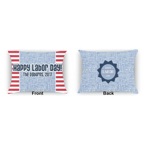 Labor Day Indoor Rectangular Burlap Pillow (Front and Back)