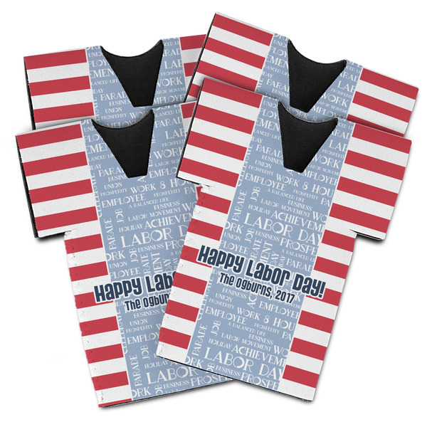 Custom Labor Day Jersey Bottle Cooler - Set of 4 (Personalized)