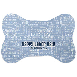 Labor Day Bone Shaped Dog Food Mat (Large) (Personalized)