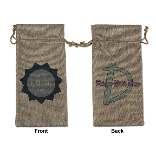 Custom Labor Day Large Burlap Gift Bag - Front & Back (Personalized)
