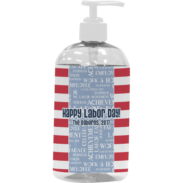 Custom Labor Day Plastic Soap / Lotion Dispenser (16 oz - Large - White) (Personalized)