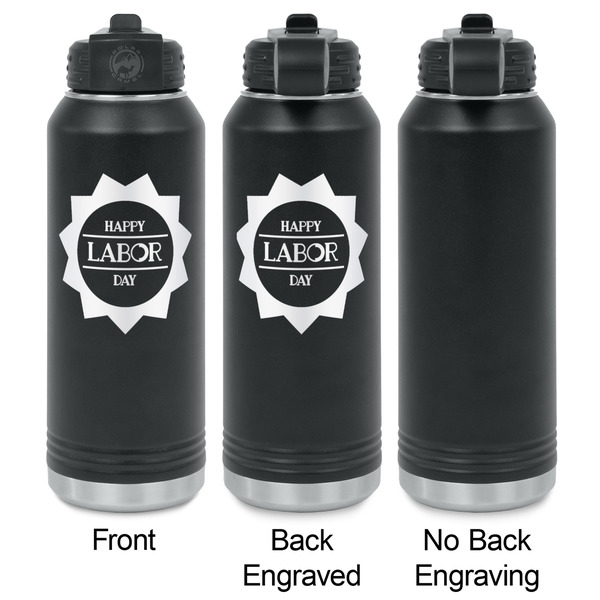 Labor Day Laser Engraved Water Bottles - 2 Styles - Front & Back View