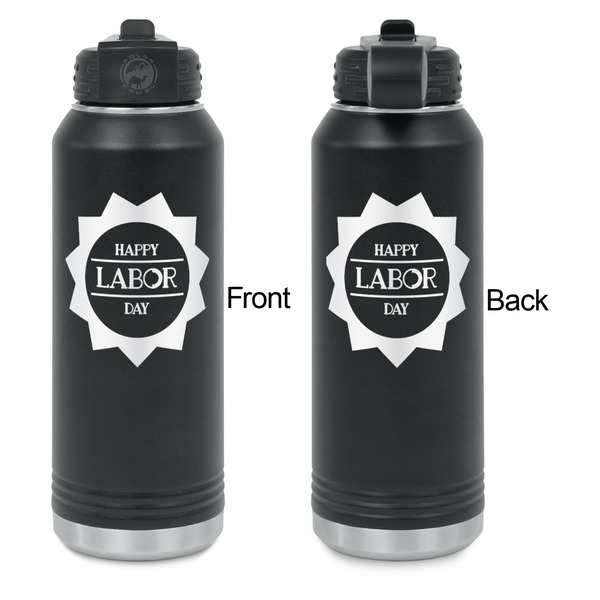 Labor Day Laser Engraved Water Bottles - Front & Back Engraving - Front & Back View
