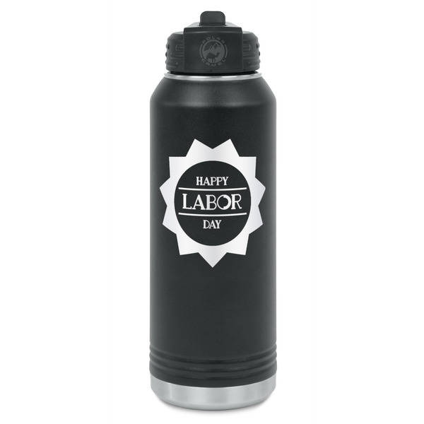Custom Labor Day Water Bottle - Laser Engraved - Front