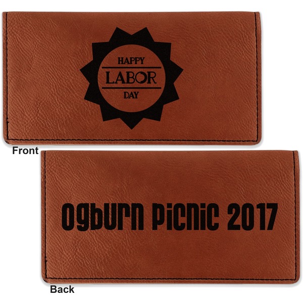 Labor Day Leather Checkbook Holder Front and Back