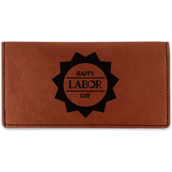 Custom Labor Day Leatherette Checkbook Holder - Single Sided