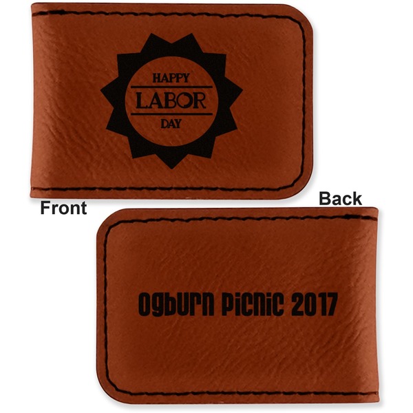Labor Day Leatherette Magnetic Money Clip - Front and Back