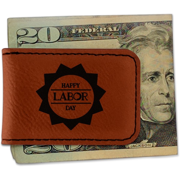 Custom Labor Day Leatherette Magnetic Money Clip - Double Sided (Personalized)