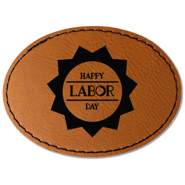Custom Labor Day Faux Leather Iron On Patch - Oval