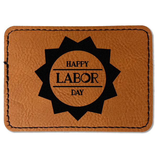 Custom Labor Day Faux Leather Iron On Patch - Rectangle