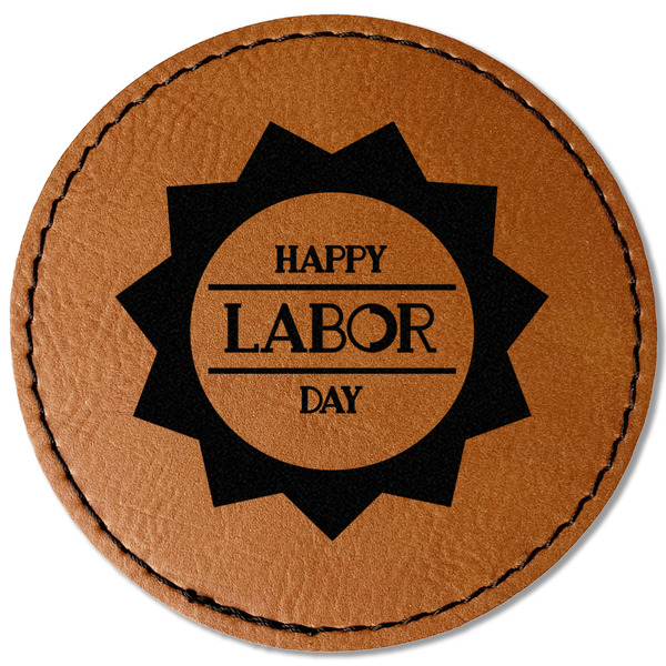 Custom Labor Day Faux Leather Iron On Patch - Round
