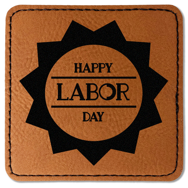 Custom Labor Day Faux Leather Iron On Patch - Square