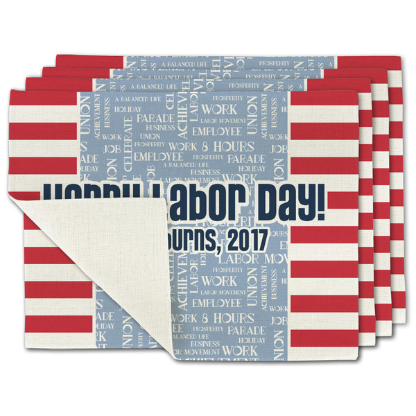 Custom Labor Day Single-Sided Linen Placemat - Set of 4 w/ Name or Text