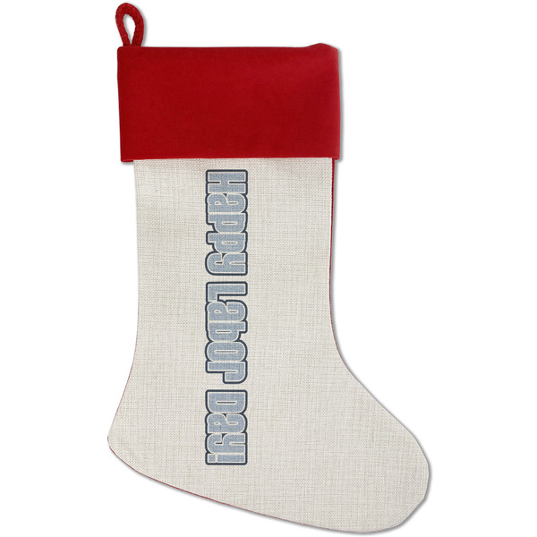Custom Labor Day Red Linen Stocking (Personalized)