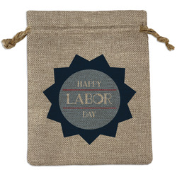 Labor Day Medium Burlap Gift Bag - Front
