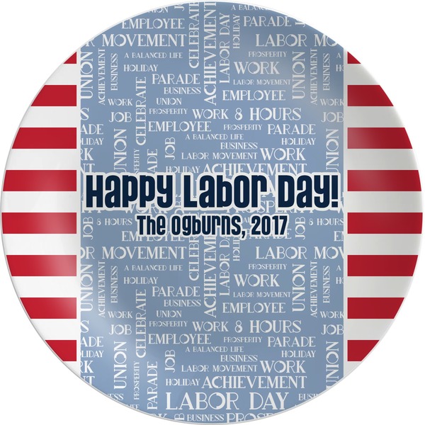 Custom Labor Day Melamine Plate (Personalized)