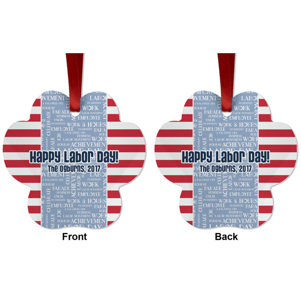Labor Day Metal Paw Ornament - Front and Back