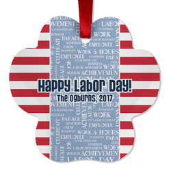 Labor Day Metal Paw Ornament - Double Sided w/ Name or Text