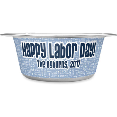 Labor Day Stainless Steel Dog Bowl - Large (Personalized)
