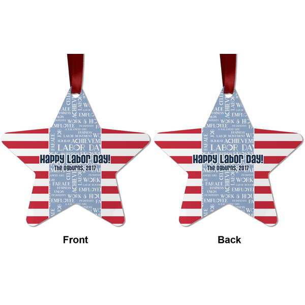Labor Day Metal Star Ornament - Front and Back