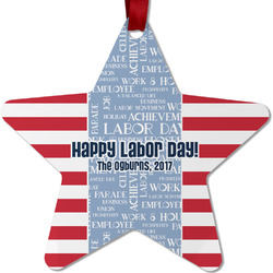 Labor Day Metal Star Ornament - Double Sided w/ Name or Text
