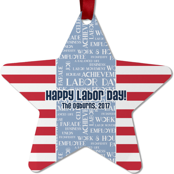 Custom Labor Day Metal Star Ornament - Double Sided w/ Name or Text