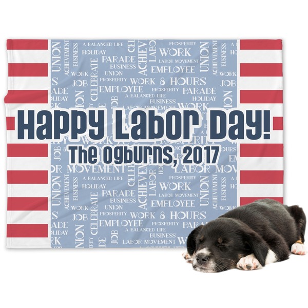 Custom Labor Day Dog Blanket - Large (Personalized)