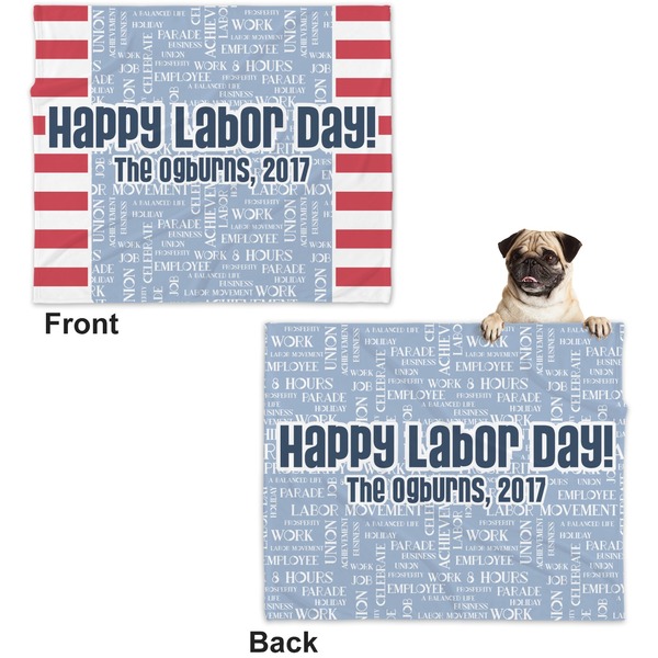 Labor Day Microfleece Dog Blanket - Large- Front & Back