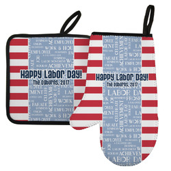 Labor Day Left Oven Mitt & Pot Holder Set w/ Name or Text