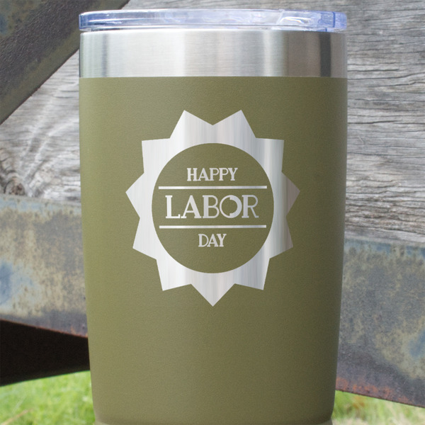 Labor Day Olive Polar Camel Tumbler - 20oz - Close Up