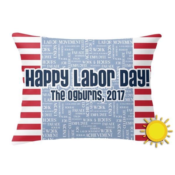 Custom Labor Day Outdoor Throw Pillow (Rectangular) (Personalized)