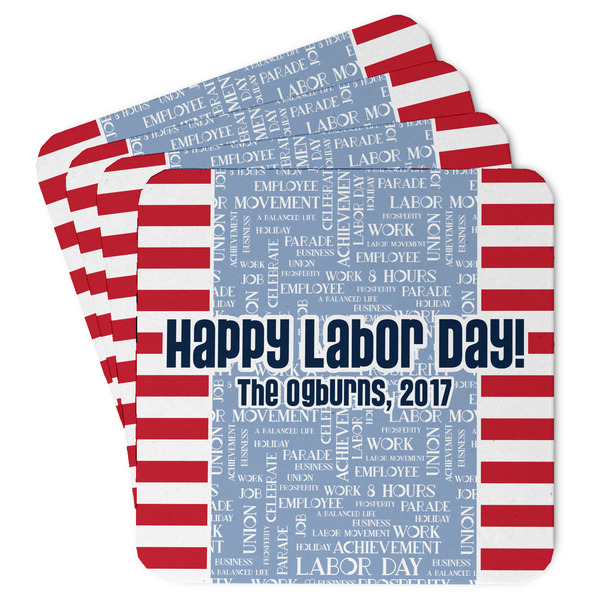 Custom Labor Day Paper Coasters w/ Name or Text