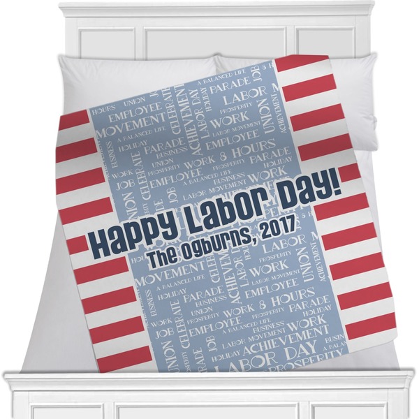 Custom Labor Day Minky Blanket - Twin / Full - 80"x60" - Single Sided (Personalized)