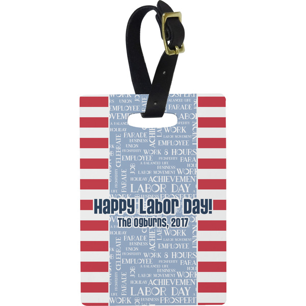 Custom Labor Day Plastic Luggage Tag - Rectangular w/ Name or Text