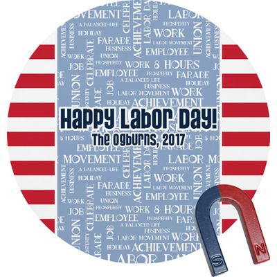 Custom Labor Day Round Fridge Magnet (Personalized)