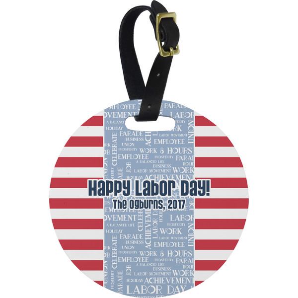 Custom Labor Day Plastic Luggage Tag - Round (Personalized)