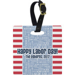 Labor Day Plastic Luggage Tag - Square w/ Name or Text