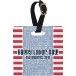 Labor Day Plastic Luggage Tag - Square w/ Name or Text