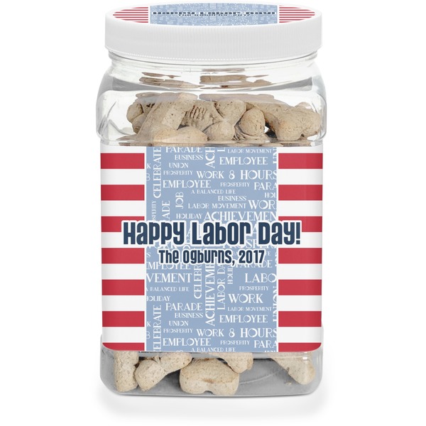 Custom Labor Day Dog Treat Jar (Personalized)