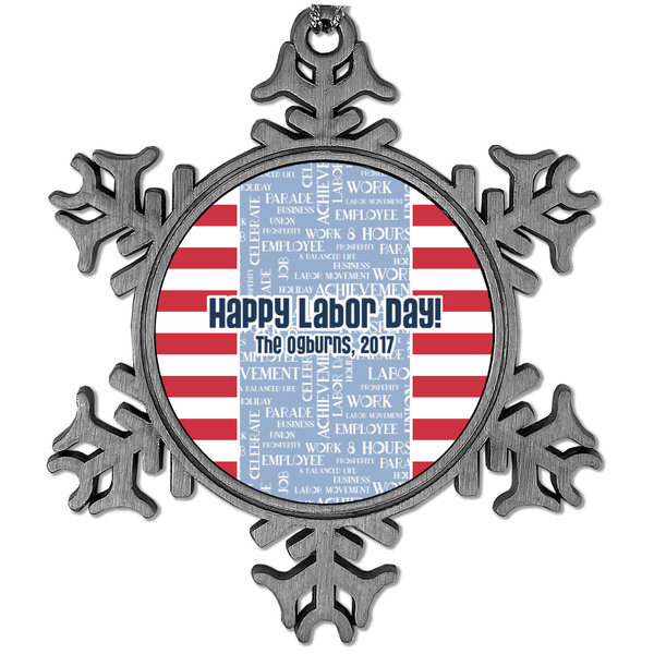 Custom Labor Day Vintage Snowflake Ornament (Personalized)