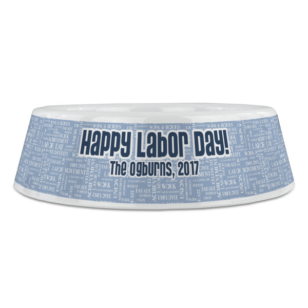Labor Day Plastic Pet Bowls - Large - FRONT
